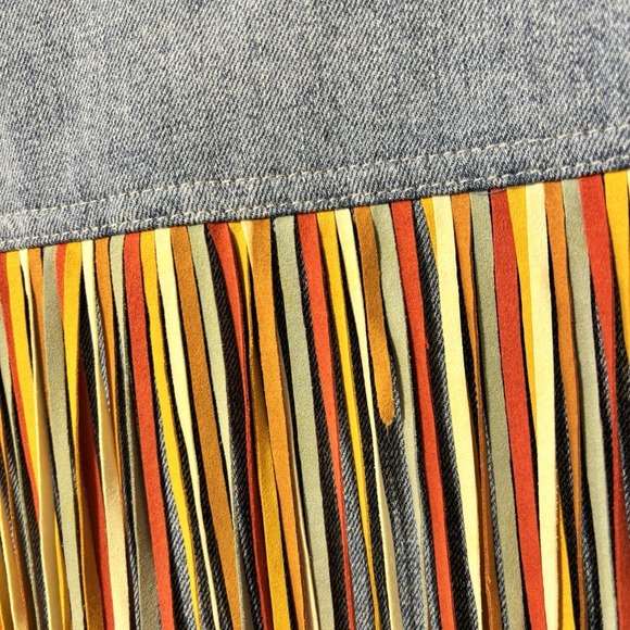 Scully Denim Jacket Womens Sz Large Blue Fringe Cowgirl Western Dance Western - Picture 6 of 11